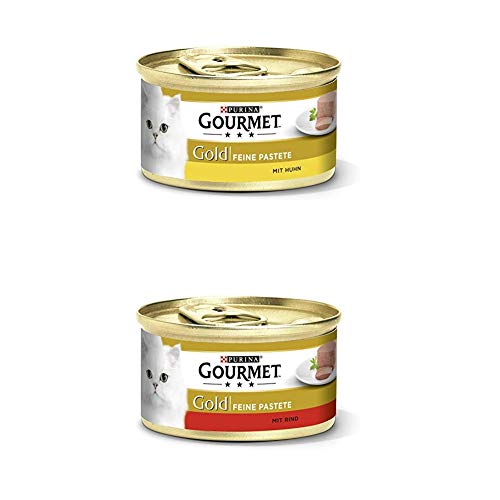 PURINA GOURMET Gold Feine Pastete Katzenfutter nass, Huhn & Rind, 24er Mix-Pack (2 x 12 x 85g) von PURINA GOURMET