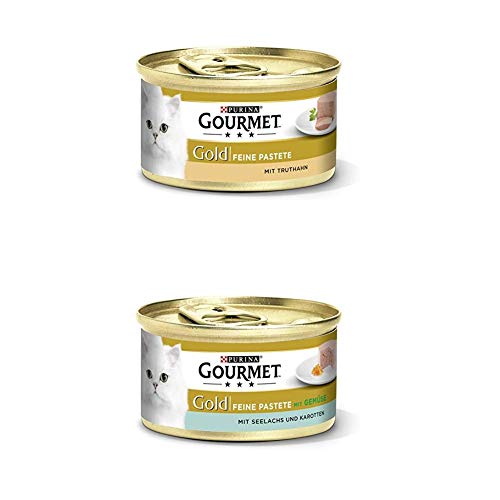 PURINA GOURMET Gold Feine Pastete Katzenfutter nass, Truthahn & Seelachs, 24er Mix-Pack (2 x 12 x 85g) von Purina