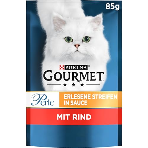 Gourmet PURINA GOURMET Perle Erlesene Streifen Katzenfutter nass, mit Rind, 26er Pack (26 x 85g) von Gourmet
