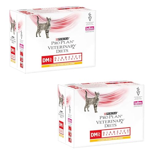 Pro Plan Veterinary Diets Huhn Diabetes Management Katze | Doppelpack | 2 x 10 x 85 g | Frischebeutel | Regulierung der Glukoseversorgung mit niedrigem Kohlehydratgehalt von Purina