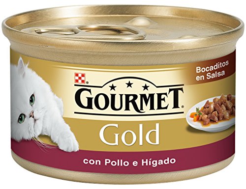 Purina Gourmet Gold scatoletta dadini in salsa con pollo e fegato gr.85 von Purina Tidy Cats