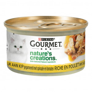 Purina Gourmet Nature&apos;s Creations mit Huhn, Spinat, Tomate Nassfutter für Katzen (24x85 g) 48 x 85 g von Gourmet