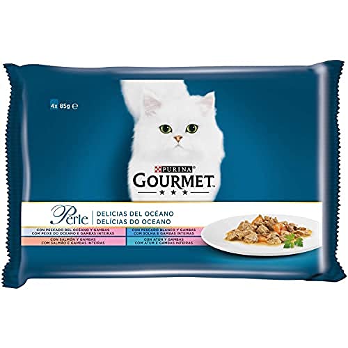 Purina Gourmet Perle Meeresleckereien Nassfutter Katzenfutter Sortiment Fisch 4 Beutel à 85g von Purina