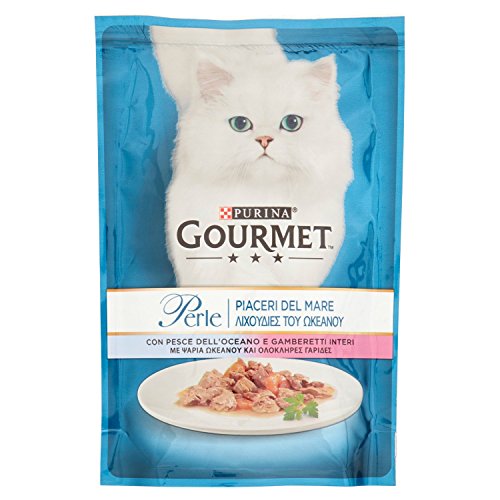 Purina Gourmet Perlen Vergnügen des Meeres feucht Katze Meeresfische und Garnelen, 85 g von Purina Gourmet