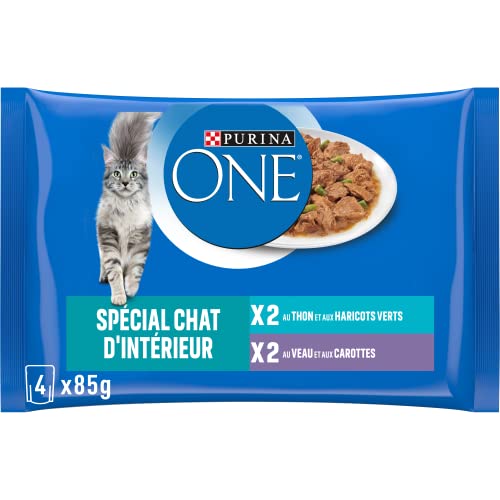 Purina One Schliff in Sauce, Mahlzeit für ausgewachsene Katzen, Kalb + Thunfisch, 12 (4 x 85 g) von Purina