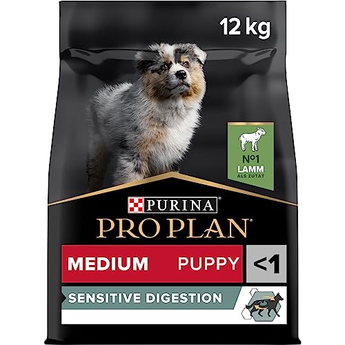 PURINA PRO PLAN Medium Puppy Sensitive Digestion, Welpenfutter trocken, reich an Lamm, 1er Pack (1 x 12 kg) von Pro Plan