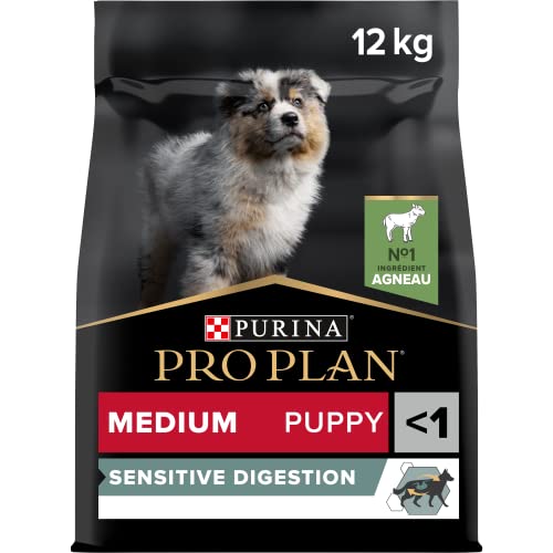 PURINA PRO PLAN Medium Puppy Sensitive Digestion, Welpenfutter trocken, reich an Lamm, 1er Pack (1 x 12 kg) von Pro Plan