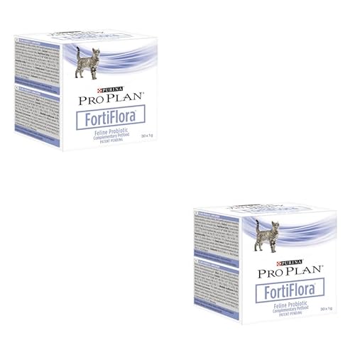 Purina Pro Plan FortiFlora | Doppelpack | 2 x 30 x 1 g | Ergänzungsfuttermittel für ausgewachsene Katzen und Kätzchen | Kann dabei hilfreich Sein die Gesundheit des Darms zu unterstützen von Purina