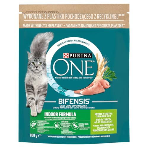 Trockenfutter für nicht herausgehende Katzen Truthahn und Vollkorn PURINA ONE INDOOR 800g von Purina