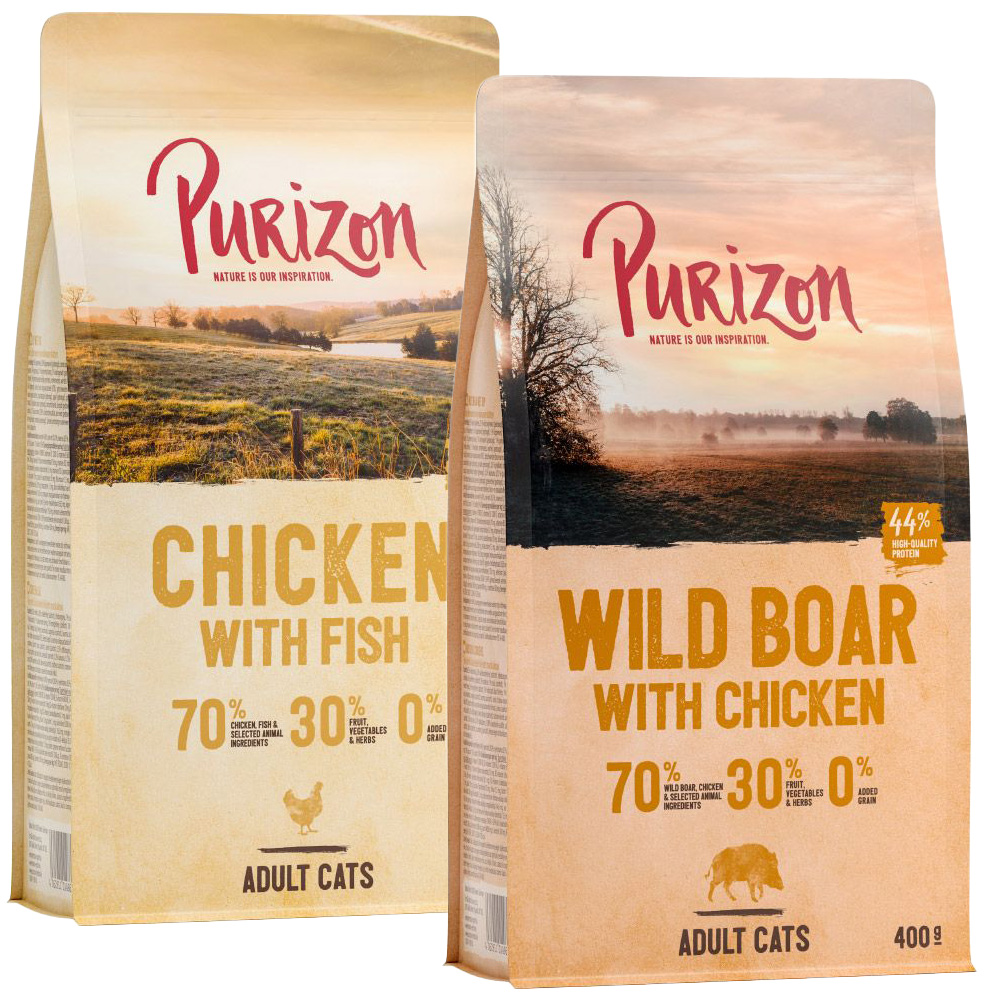 Probiermix Purizon 2 x 400 g zum Sonderpreis - Huhn & Fisch und Wildschwein & Huhn von Purizon