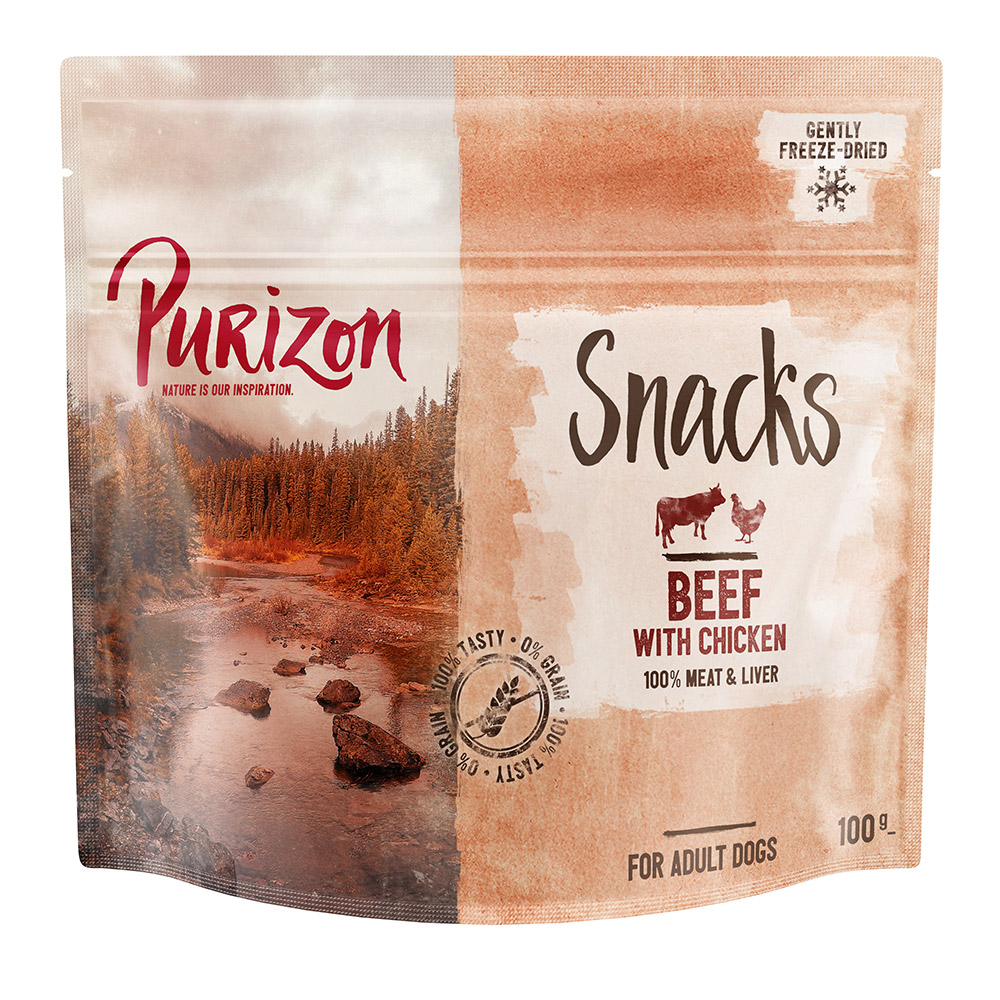 Purizon Snack Rind mit Huhn - getreidefrei - Sparpaket: 3 x 100 g von Purizon