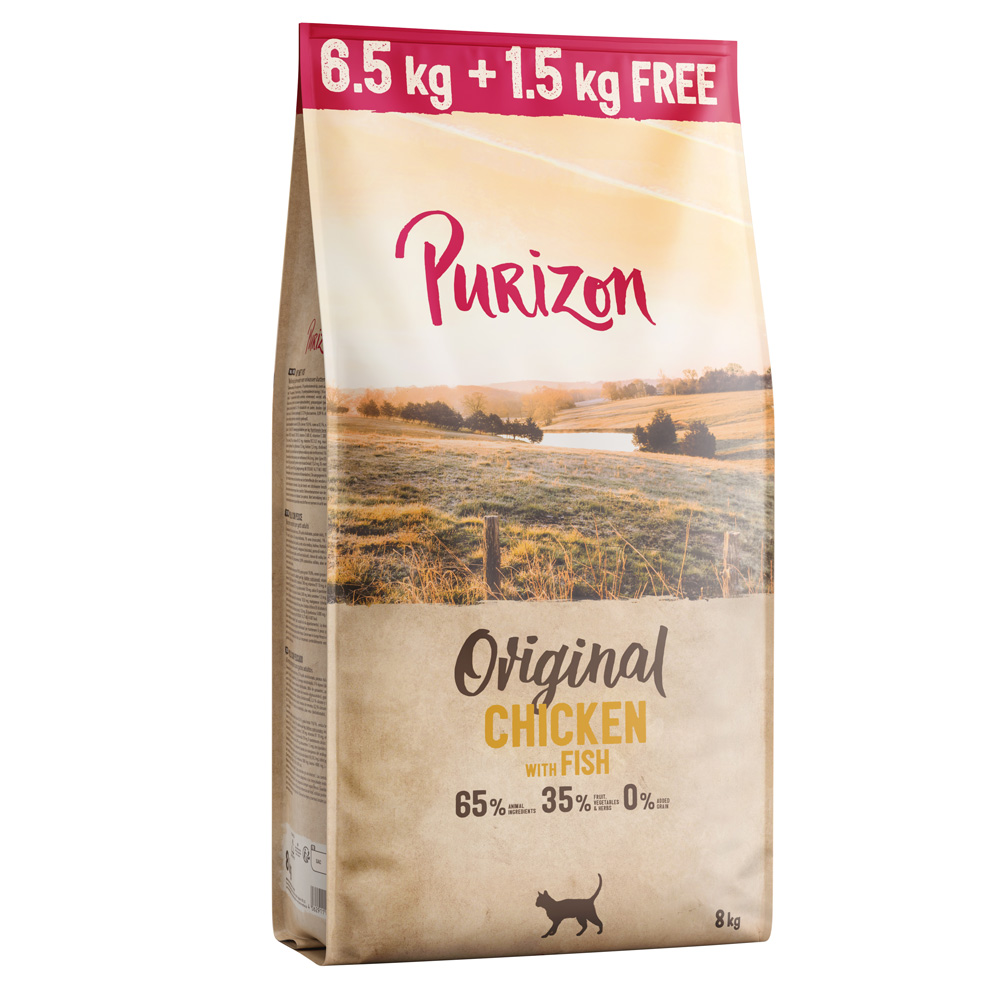 1,5 kg gratis! 8 kg Purizon Adult Getreidefrei - Original Huhn mit Fisch von Purizon