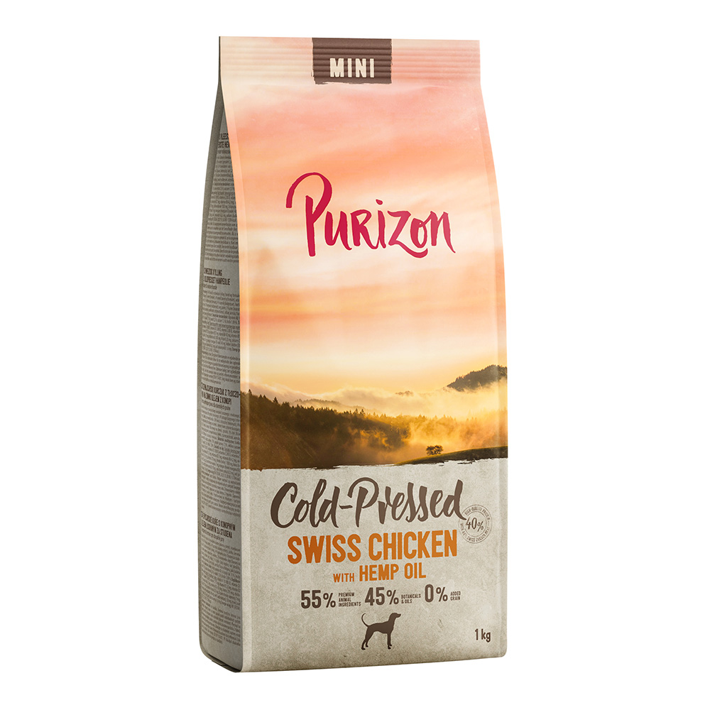 1 kg Purizon getreidefrei zum Sonderpreis! - Kaltgepresst: Mini Schweizer Poulet mit Hanföl von Purizon