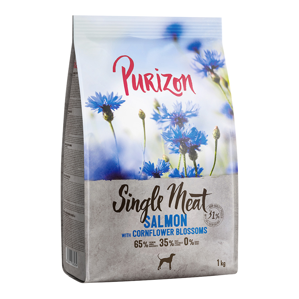 1 kg Purizon getreidefrei zum Sonderpreis! - Single Meat: Lachs mit Spinat und Kornblumenblüten von Purizon