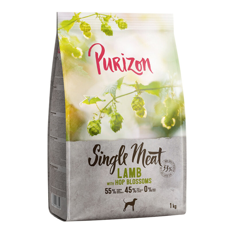1 kg Purizon getreidefrei zum Sonderpreis! - Single Meat: Lamm mit Hopfenblumen von Purizon
