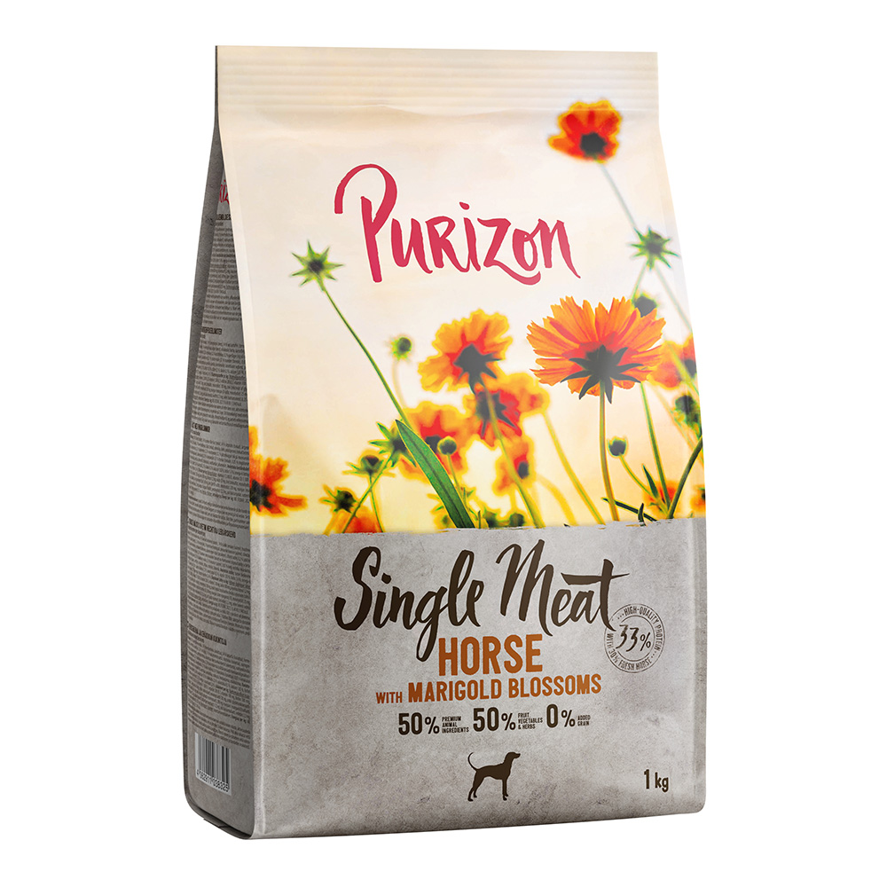 1 kg Purizon getreidefrei zum Sonderpreis! - Single Meat: Pferd mit Süßkartoffel und Ringelblumenblüten von Purizon