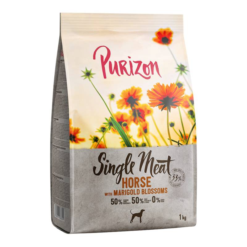 1 kg Purizon getreidefrei zum Sonderpreis! - Single Meat: Pferd mit Süßkartoffel und Ringelblumenblüten von Purizon