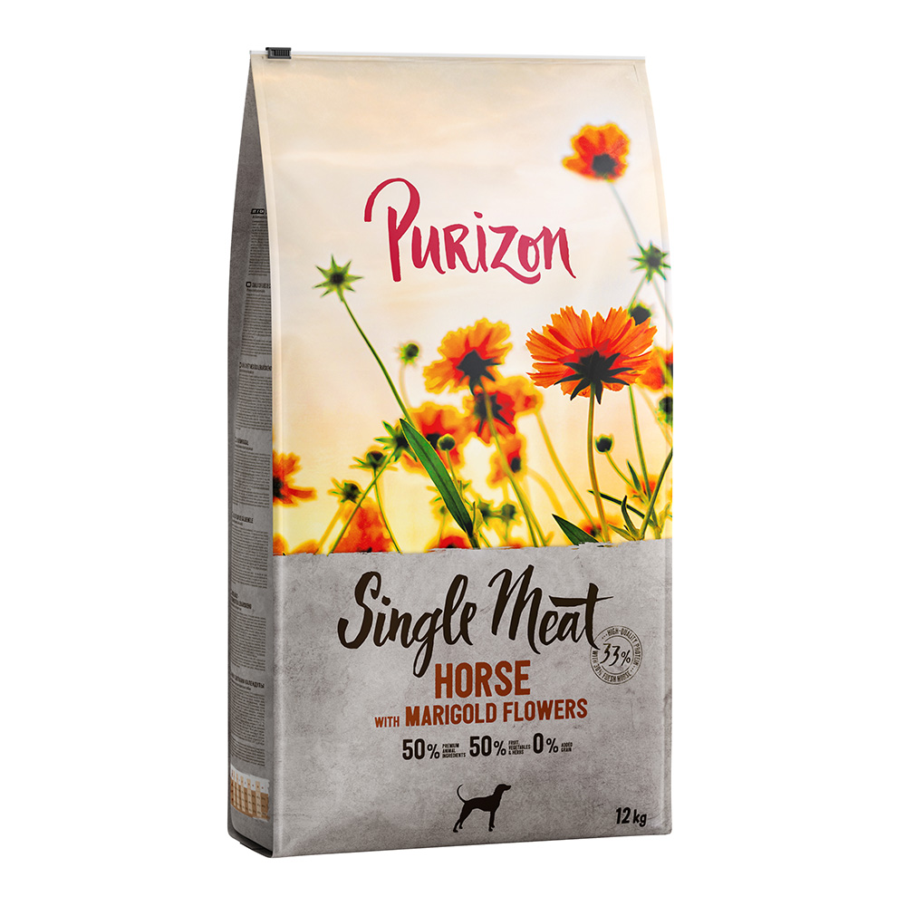 12 kg Purizon zum Sonderpreis sichern! - Adult Single Meat: Pferd mit Ringelblumenblüten 12 kg Purizon zum Sonderpreis sichern! - Adult Single Meat: Pferd mit Ringelblumenblüten von Purizon