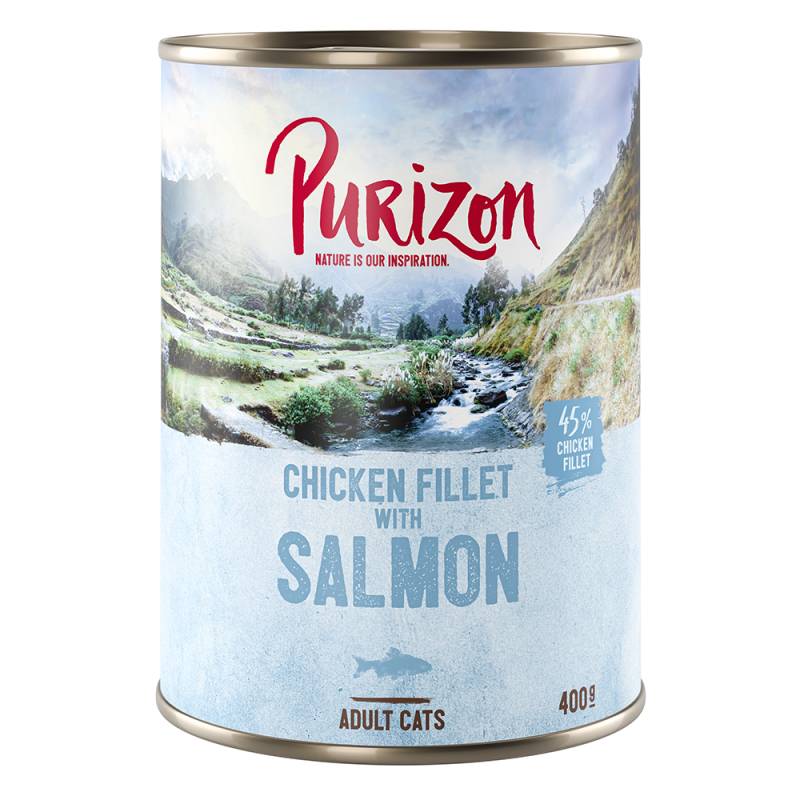12 x 200 g / 400 g Purizon Katzenfutter zum Sonderpreis! - Hühnerfilet mit Lachs (12 x 400 g) von Purizon