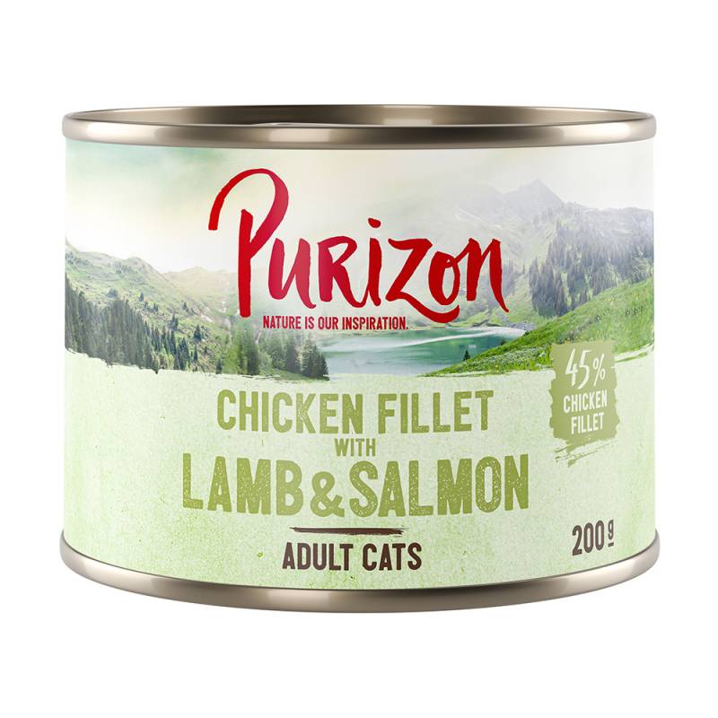 12 x 200 g / 400 g Purizon Katzenfutter zum Sonderpreis! - Hühnerfilet mit Lachs & Lamm (12 x 200 g) von Purizon
