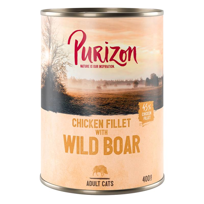 12 x 200 g / 400 g Purizon Katzenfutter zum Sonderpreis! - Hühnerfilet mit Wildschwein (12 x 400 g) von Purizon
