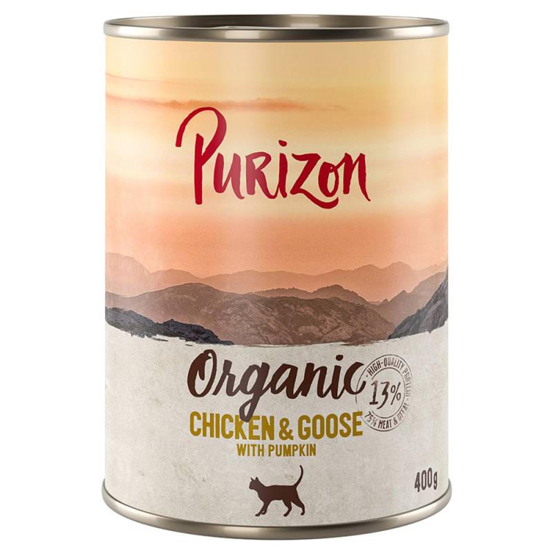 12 x 200 g / 400 g Purizon Katzenfutter zum Sonderpreis! - Organic: Huhn und Gans mit Kürbis (12 x 400 g) von Purizon