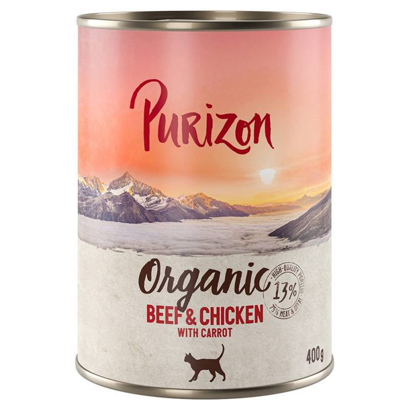 12 x 200 g / 400 g Purizon Katzenfutter zum Sonderpreis! - Organic: Rind und Huhn mit Karotte (12 x 400 g) von Purizon