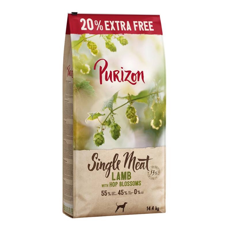 2,4 kg gratis! 14,4 kg Purizon Trockenfutter - getreidefrei - Single Meat Lamm mit Hopfenblüten 2,4 kg gratis! 14,4 kg Purizon Trockenfutter - getreidefrei - Single Meat Lamm mit Hopfenblüten von Purizon