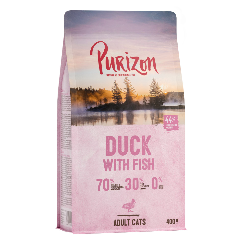 2 x 400 g Purizon Katzentrockenfutter zum Probierpreis! - Adult Ente & Fisch von Purizon