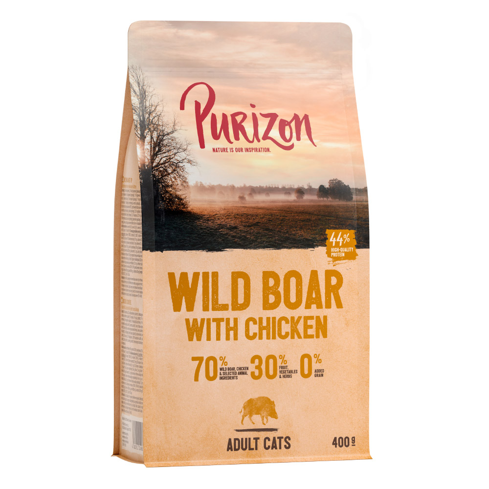 2 x 400 g Purizon Katzentrockenfutter zum Probierpreis! - Adult Wildschwein & Huhn von Purizon