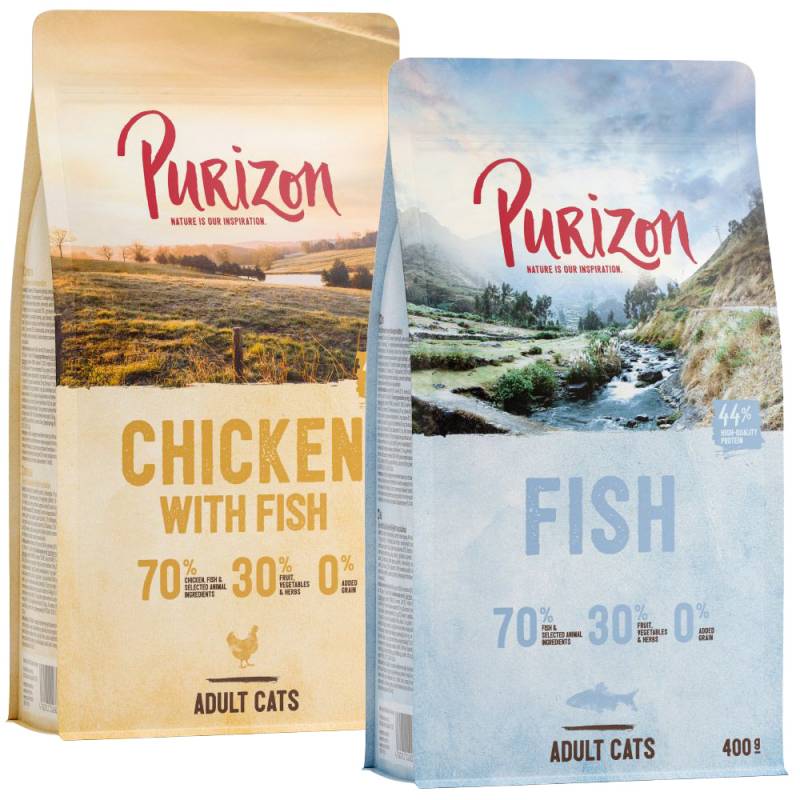 2 x 400 g Purizon Katzentrockenfutter zum Probierpreis! - Mix Adult: Fisch, Huhn mit Fisch von Purizon