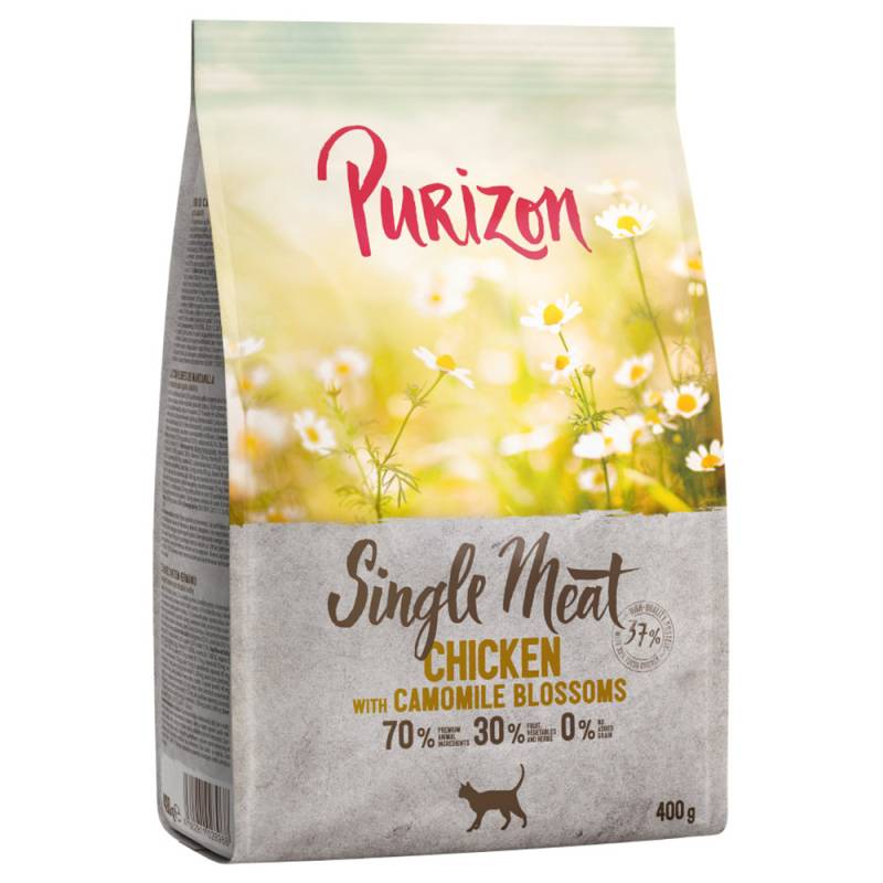 2 x 400 g Purizon Katzentrockenfutter zum Probierpreis! - Single Meat Huhn mit Kamillenblüten von Purizon