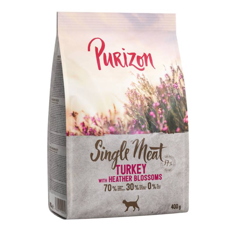 2 x 400 g Purizon Katzentrockenfutter zum Probierpreis! - Single Meat Pute mit Heidekrautblüten von Purizon