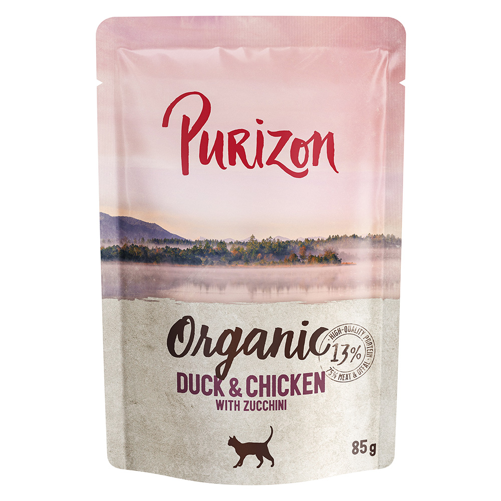 22 + 2 gratis! Purizon 24 x 70 g / 85g - Organic: Ente & Huhn mit Zucchini von Purizon