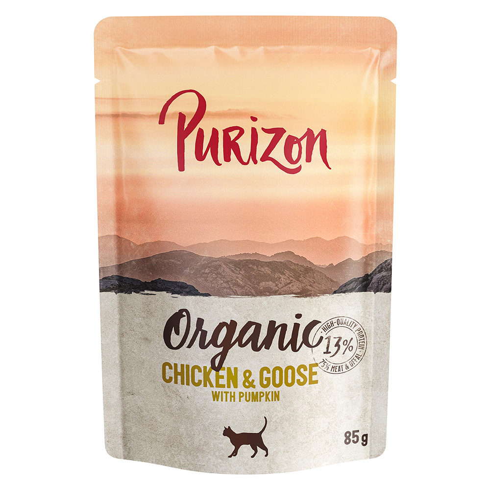 22 + 2 gratis! Purizon 24 x 70 g / 85g - Organic: Huhn und Gans mit Kürbis von Purizon