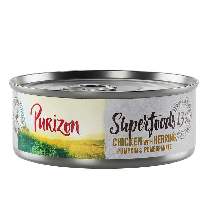 22 + 2 gratis! Purizon 24 x 70 g / 85g - Superfoods: Huhn mit Hering, Kürbis und Granatapfel von Purizon