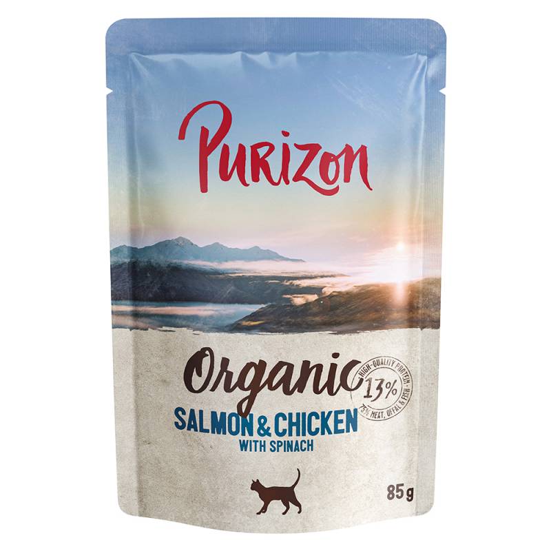 24 x 70 / 85 g Purizon Katzenfutter zum Sonderpreis!  - Organic: Lachs und Huhn mit Spinat (24 x 85 g) von Purizon