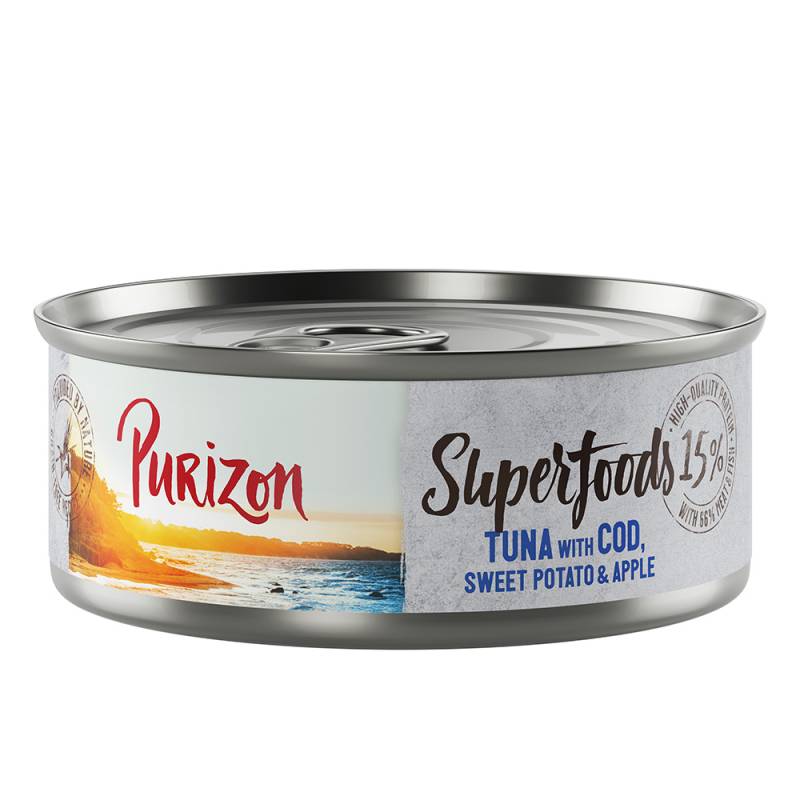 24 x 70 / 85 g Purizon Katzenfutter zum Sonderpreis!  - Superfoods: Thunfisch mit Kabeljau, Süßkartoffel und Apfel (24 x 70 g) von Purizon