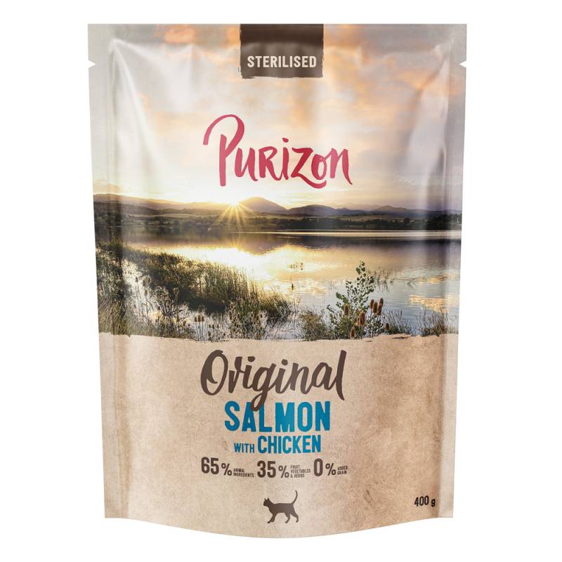 400 g Purizon Trockenfutter zum Sonderpreis! - Sterilised Adult Lachs mit Huhn - getreidefrei (neu) von Purizon