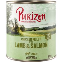 5 + 1 gratis! 6 x 400/800 g Purizon Nassfutter - Lamm & Lachs mit Kartoffel und Birne (6 x 800 g) von Purizon