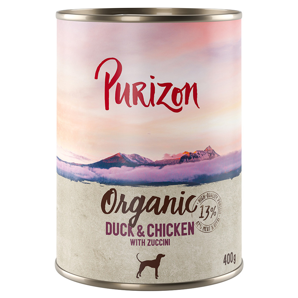 5 + 1 gratis! 6 x 400/800 g Purizon Nassfutter - Organic: Ente und Huhn mit Zucchini (6 x 400 g) von Purizon