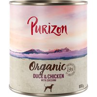 5 + 1 gratis! 6 x 400/800 g Purizon Nassfutter - Organic: Ente und Huhn mit Zucchini (6 x 800 g) von Purizon
