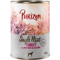 5 + 1 gratis! 6 x 400/800 g Purizon Nassfutter - Single Meat Pute mit Heidekrautblüten (6 x 400 g) von Purizon