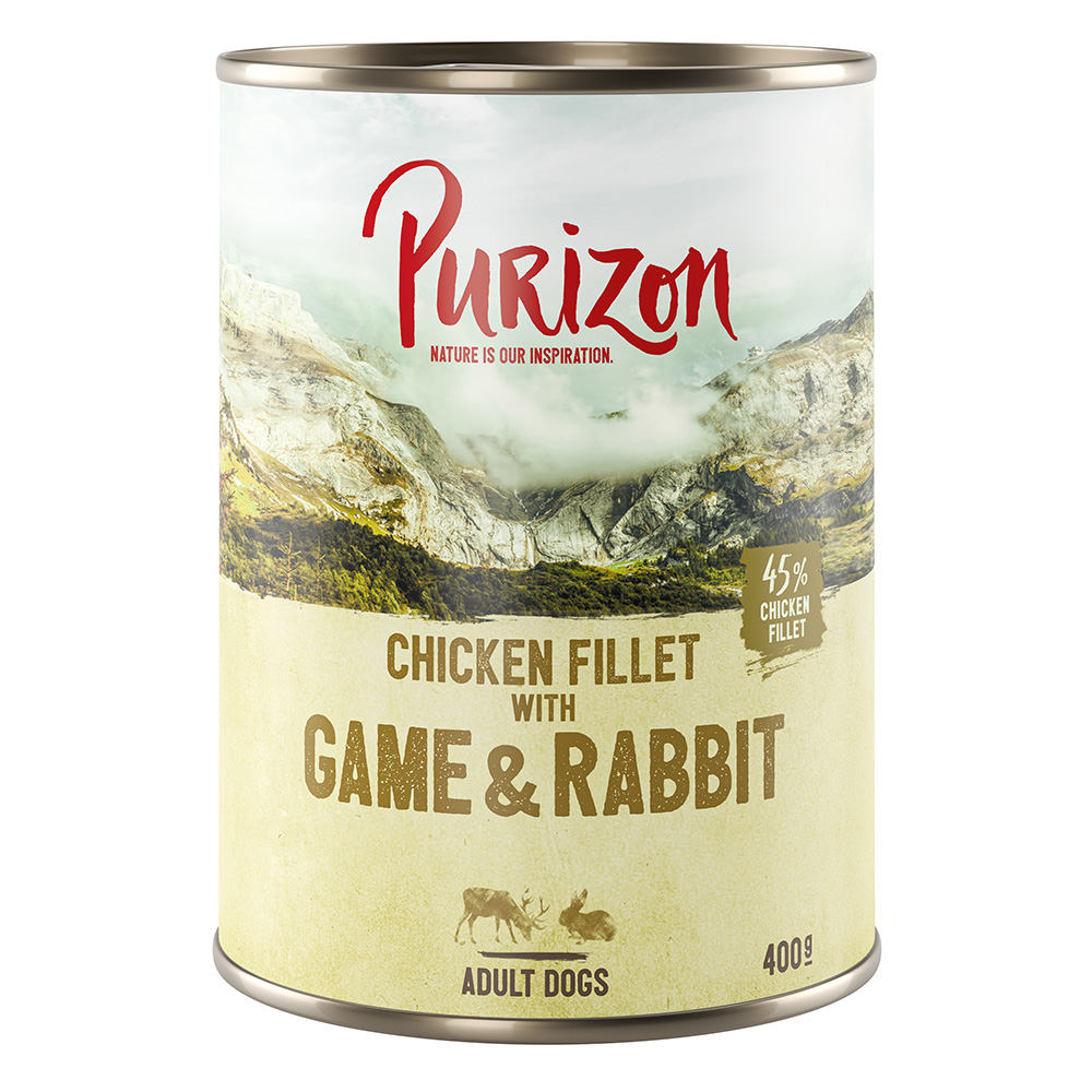 5 + 1 gratis! 6 x 400/800 g Purizon Nassfutter - Wild & Kaninchen mit Kürbis und Preiselbeere (6 x 400 g) von Purizon