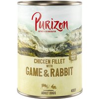 5 + 1 gratis! 6 x 400/800 g Purizon Nassfutter - Wild & Kaninchen mit Kürbis und Preiselbeere (6 x 400 g) von Purizon