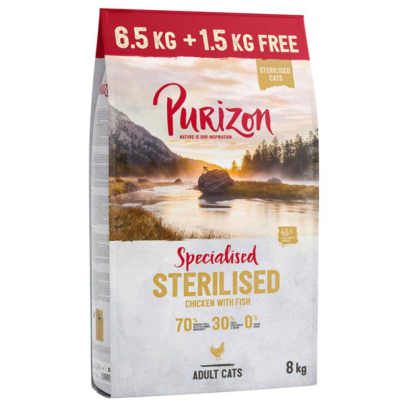 6,5 kg + 1,5 kg gratis! 8 kg Purizon Getreidefrei - Sterilised Adult Huhn & Fisch von Purizon