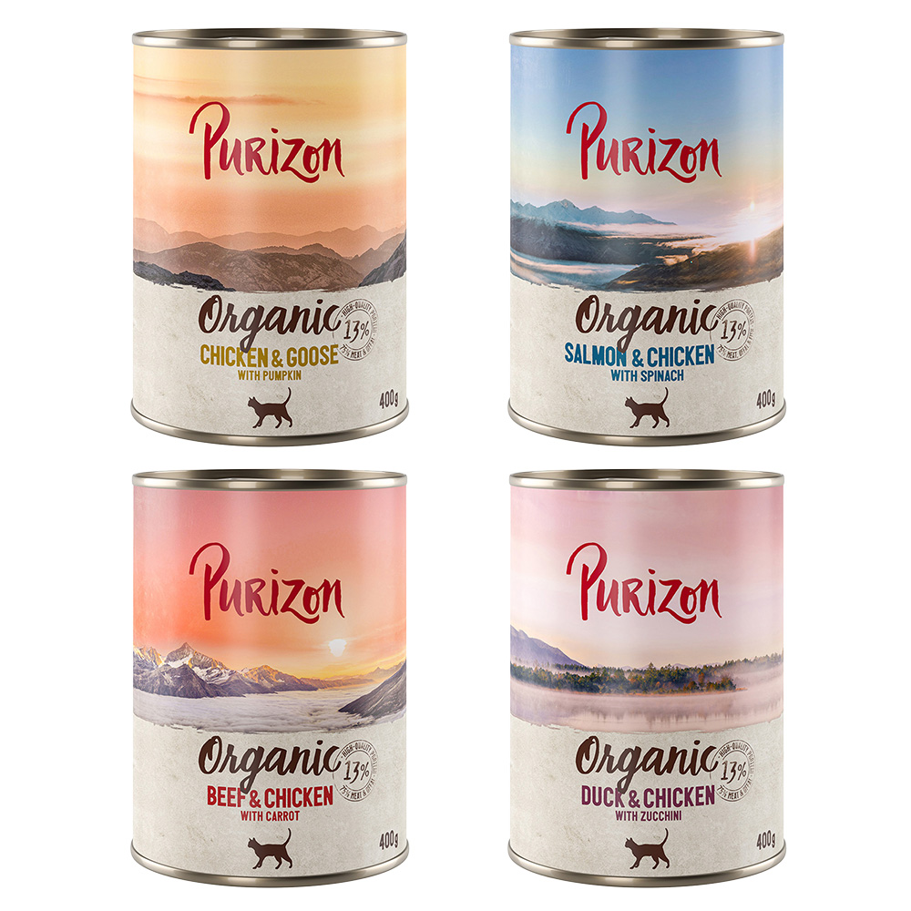 6 x 200 g / 400 g Purizon Adult zum Probierpreis - Purizon Organic Mixpaket 4 Sorten (6 x 400 g) von Purizon