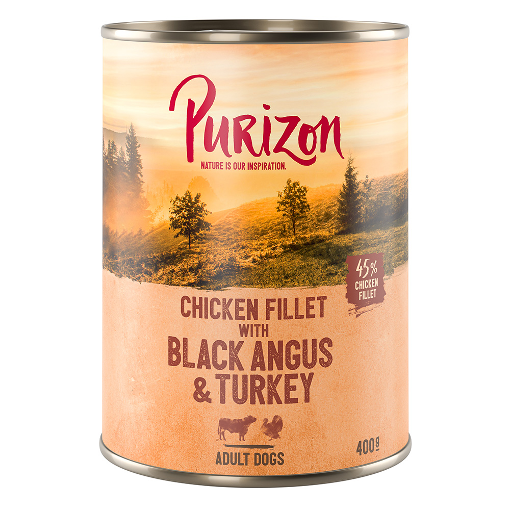 6 x 400/800 g Purizon Nassfutter zum Sonderpreis - Black-Angus & Truthahn mit Süßkartoffel und Cranberry (6 x 400 g) von Purizon