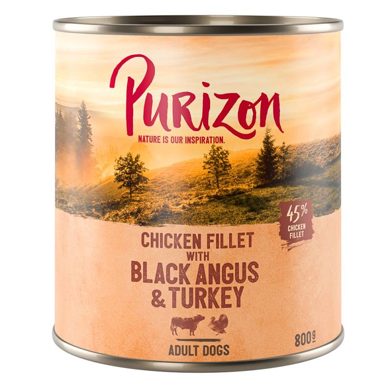 6 x 400/800 g Purizon Nassfutter zum Sonderpreis - Black-Angus & Truthahn mit Süßkartoffel und Cranberry (6 x 800 g) von Purizon