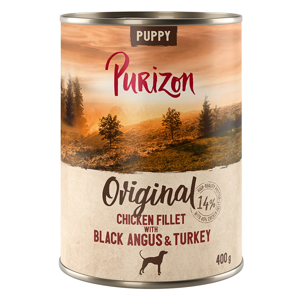 6 x 400/800 g Purizon Nassfutter zum Sonderpreis - NEU: Puppy: Hühnerfilet mit Black-Angus-Rind & Pute (6 x 400 g) von Purizon
